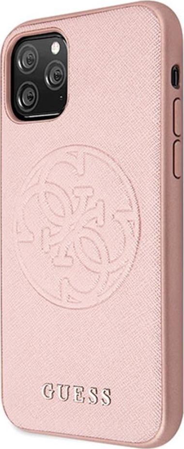 Guess Guess GUHCN65RSSASRG iPhone 11 Pro Max różowy/pink hard case Saffiano 4G Circle Logo 1