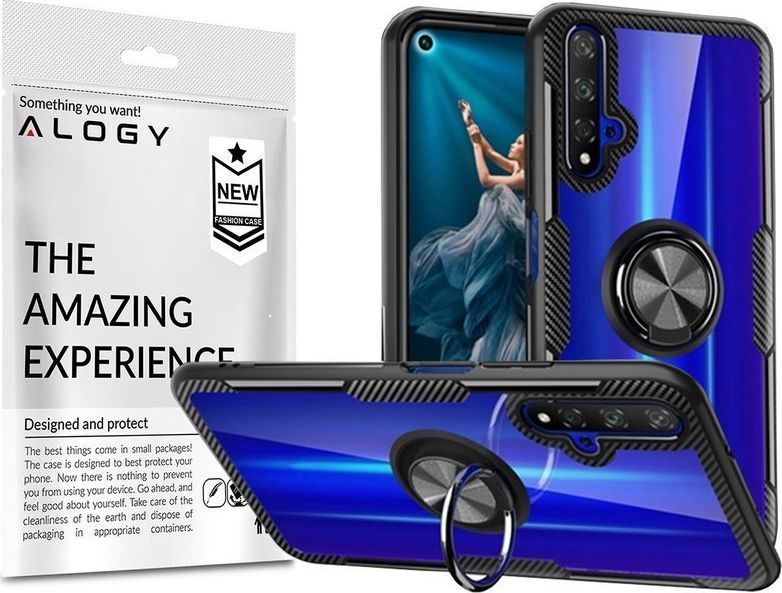 Alogy Etui Alogy Ring Holder Clear Armor do Huawei Nova 5T czarne uniwersalny 1