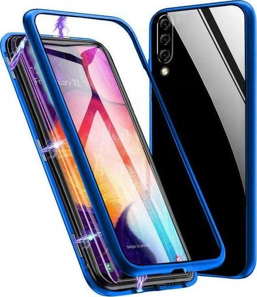 Dr. Fit Etui magnetyczne szklane Dr.Fit dwustronne do Galaxy A30S/A50/A50S Niebieskie uniwersalny 1