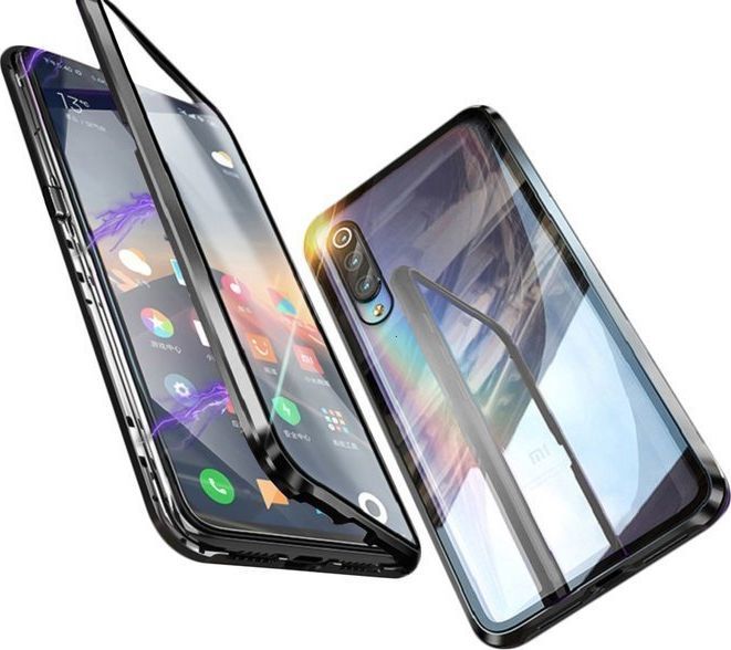 Dr. Fit Etui magnetyczne szklane Dr.Fit dwustronne do Xiaomi Mi 9 Czarne uniwersalny 1