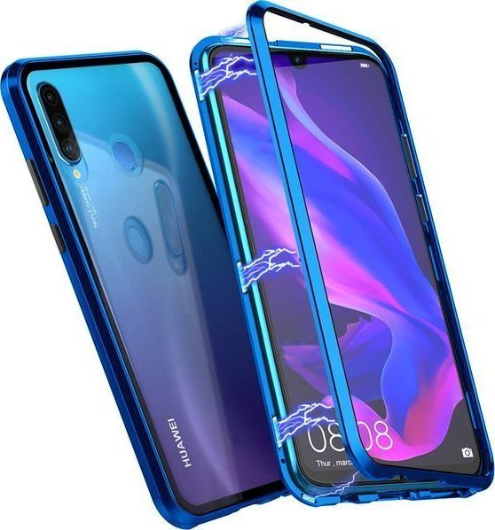Dr. Fit Etui magnetyczne szklane Dr.Fit dwustronne do Huawei P30 Lite Niebieskie uniwersalny 1