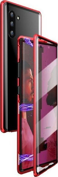 Dr. Fit Etui magnetyczne szklane Dr.Fit dwustronne do Galaxy Note 10 Czerwone uniwersalny 1