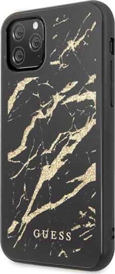 Guess Guess GUHCN58MGGBK iPhone 11 Pro czarny/black hard case Glitter Marble Glass 1