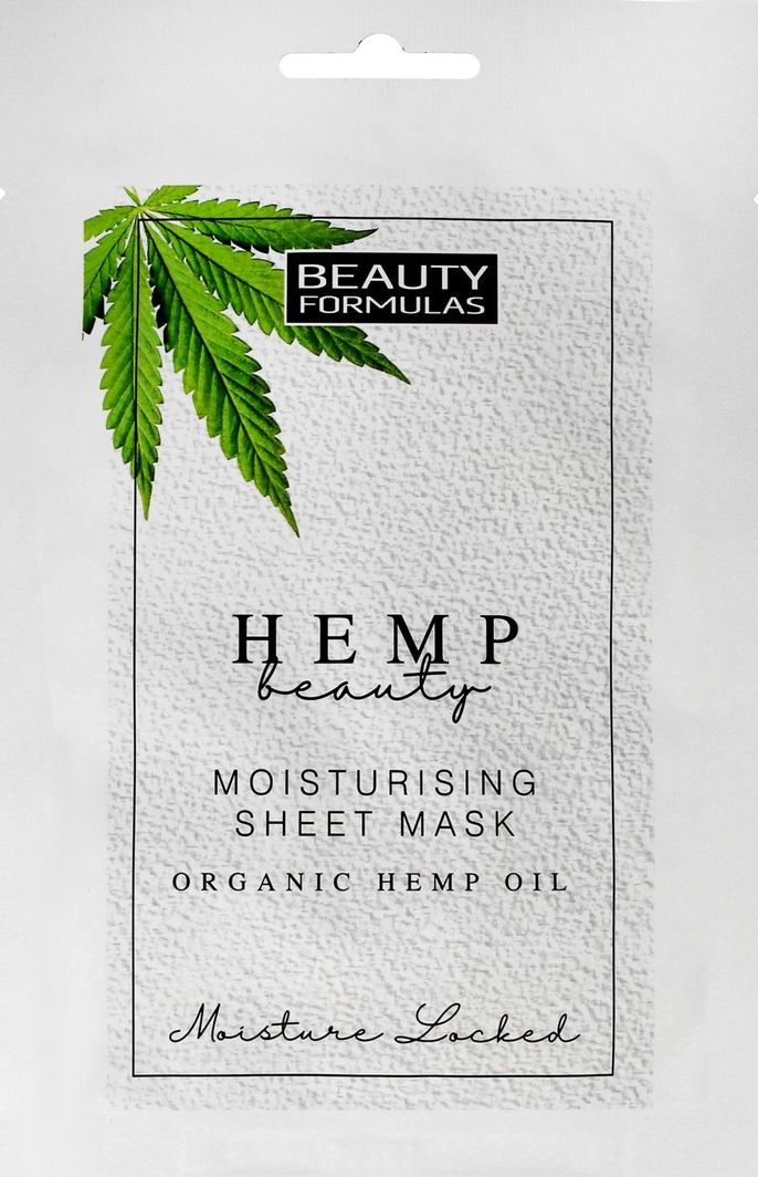 Beauty Formulas Beauty Formulas Hemp Beauty Nawilżająca Maseczka na twarz na tkaninie 1szt 1