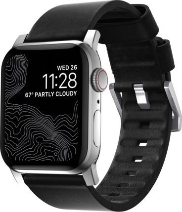 Nomad NOMAD Strap Modern Active Waterproof Leather Black 42mm / 44mm Connector Silver 1