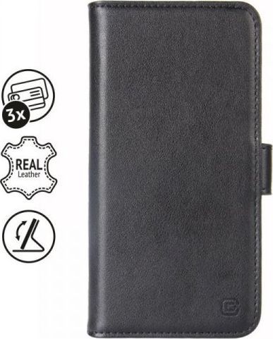 Crong Crong Premium Booklet Wallet Skórzane etui do iPhone 11 Pro z kieszeniami + funkcja podstawki (czarny) 1