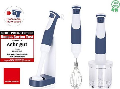 Blender Emerio Emerio Stabmixer Set,Edelstahlmesser,Abnehmb.Mixstab,Schneeb 1