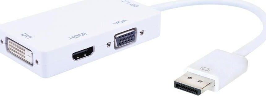 Adapter AV Techly DisplayPort - HDMI - D-Sub (VGA) biały (IADAP-DP-COMBOF2) 1
