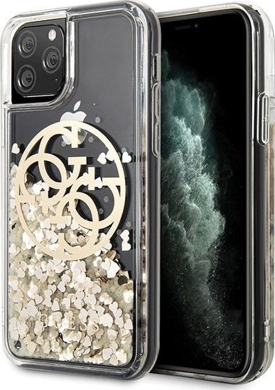 Guess Guess GUHCN65LGGITDGO iPhone 11 Pro Max złoty/gold hard case Circle Liquid Glitter 1