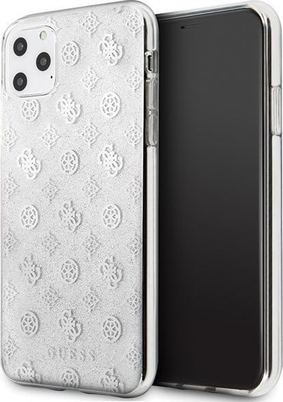 Guess Guess GUHCN65TPESI iPhone 11 Pro Max srebrny/silver hard case 4G Peony Glitter 1