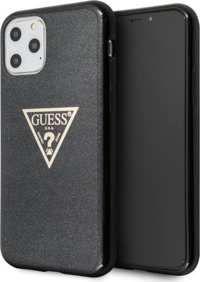 Guess Guess GUHCN65SGTLBK iPhone 11 Pro Max czarny/black hard case Glitter Triangle 1