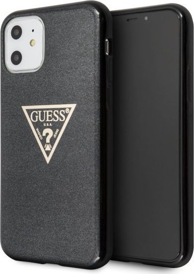 Guess Guess GUHCN61SGTLBK iPhone 11 czarny/black hard case Glitter Triangle 1