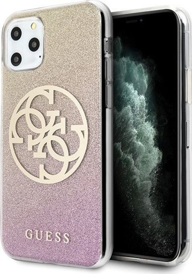 Guess Guess GUHCN65PCUGLPGG iPhone 11 Pro Max różowo-złoty/gold pink hard case Glitter Gradient 4G Circle Logo 1
