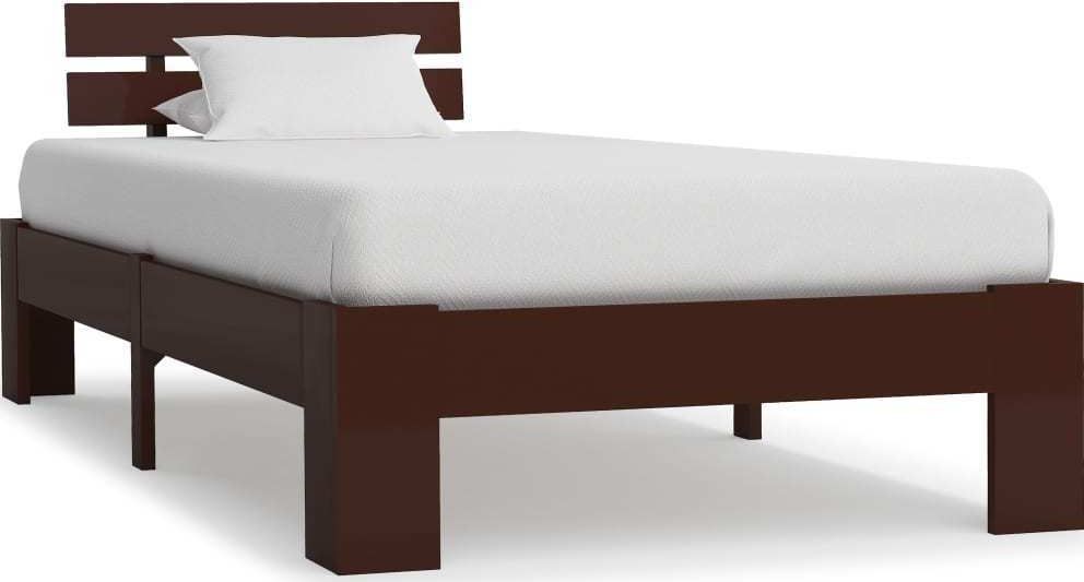 vidaXL Rama łóżka, ciemnobrązowa, lite drewno sosnowe, 100 x 200 cm 1