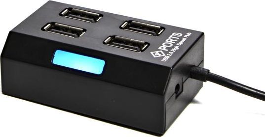 HUB USB USB (2.0) hub 4-port, 308, czarna 1