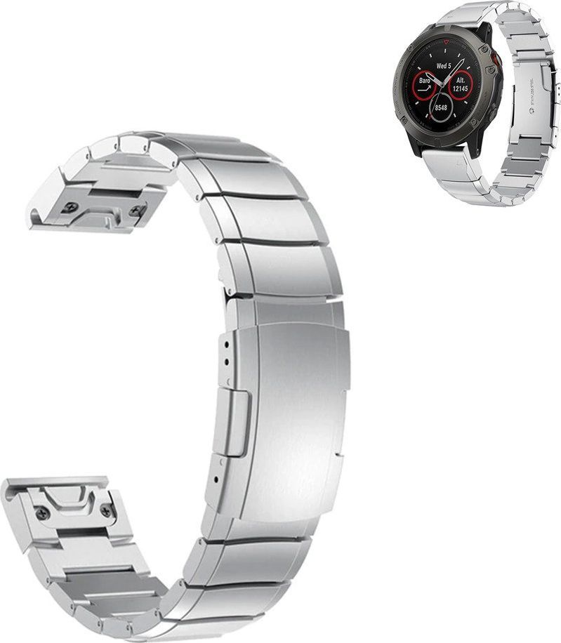 Pasek stalowy do Garmin Fenix 5X - Silver uniwersalny 1