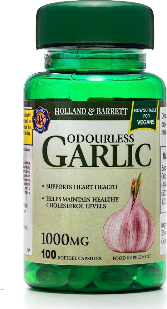 Holland & Barrett Holland & Barrett Produkt Wegański Bezzapachowy Czosnek 1000 mg 100 Kapsułek Żelowych 1
