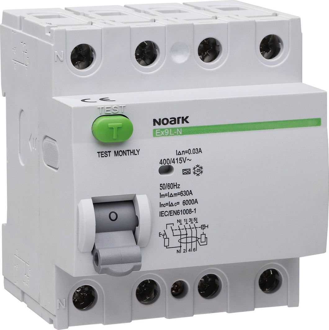 Noark NOARK Wyłącznik różnicowoprądowy RCCB 4P 25A 0,03A typ AC Ex9L-N 108331 1
