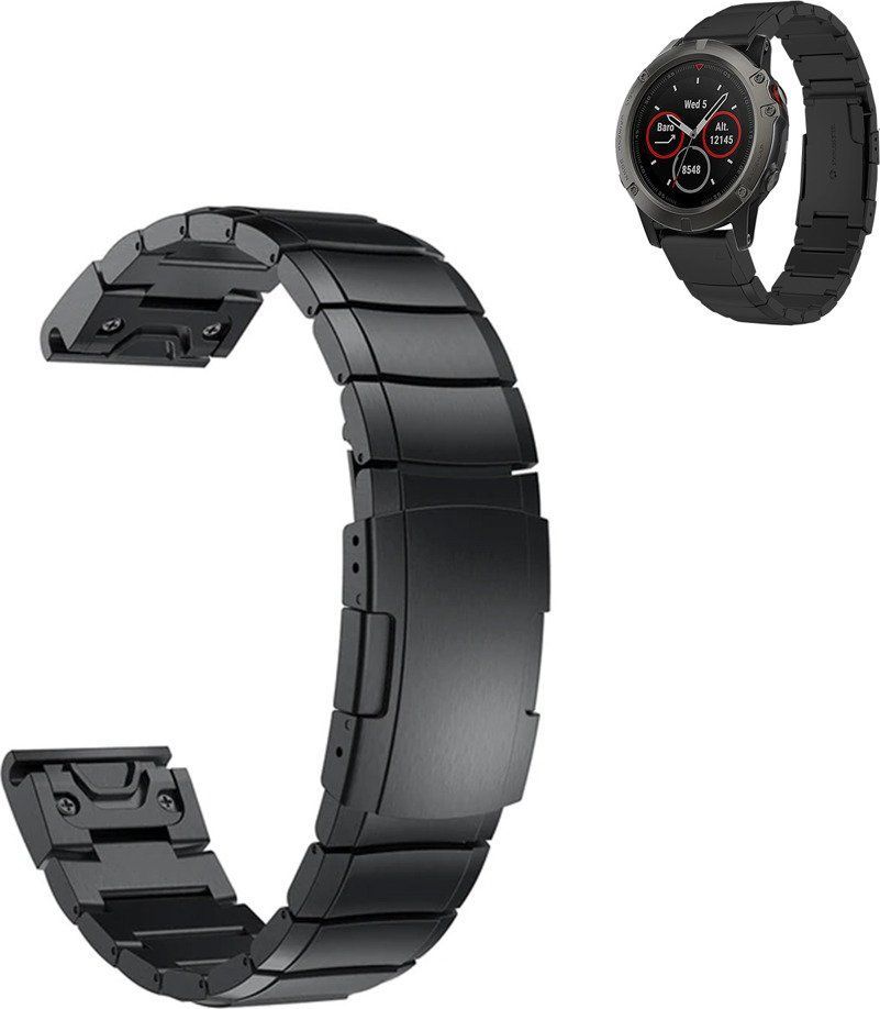 Pasek stalowy do Garmin Fenix 5 - Black uniwersalny 1