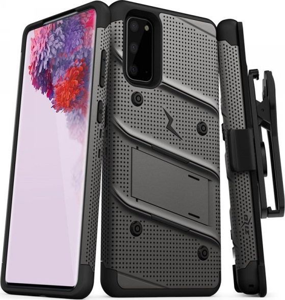 Zizo Zizo Bolt Cover - Pancerne etui Samsung Galaxy S20 oraz podstawka uchwyt do paska (Gun Metal Gray) 1