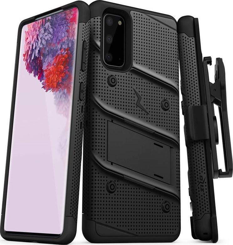 Zizo Zizo Bolt Cover - Pancerne etui Samsung Galaxy S20 oraz podstawka uchwyt do paska (Black/Black) 1
