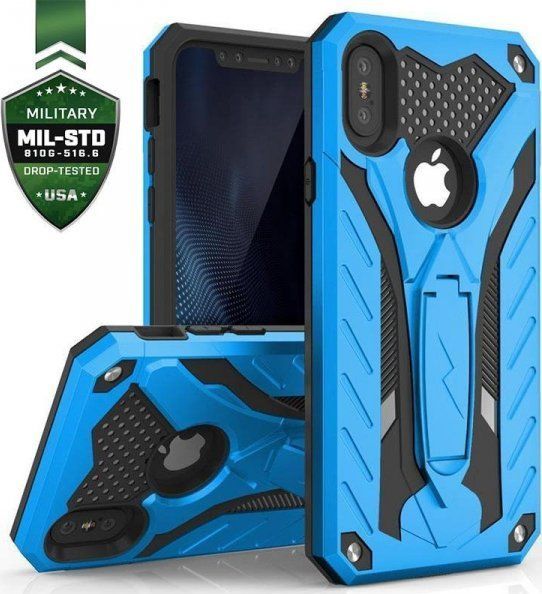 Zizo Zizo Static Cover - Pancerne etui iPhone X z podstawką (Blue/Black) 1