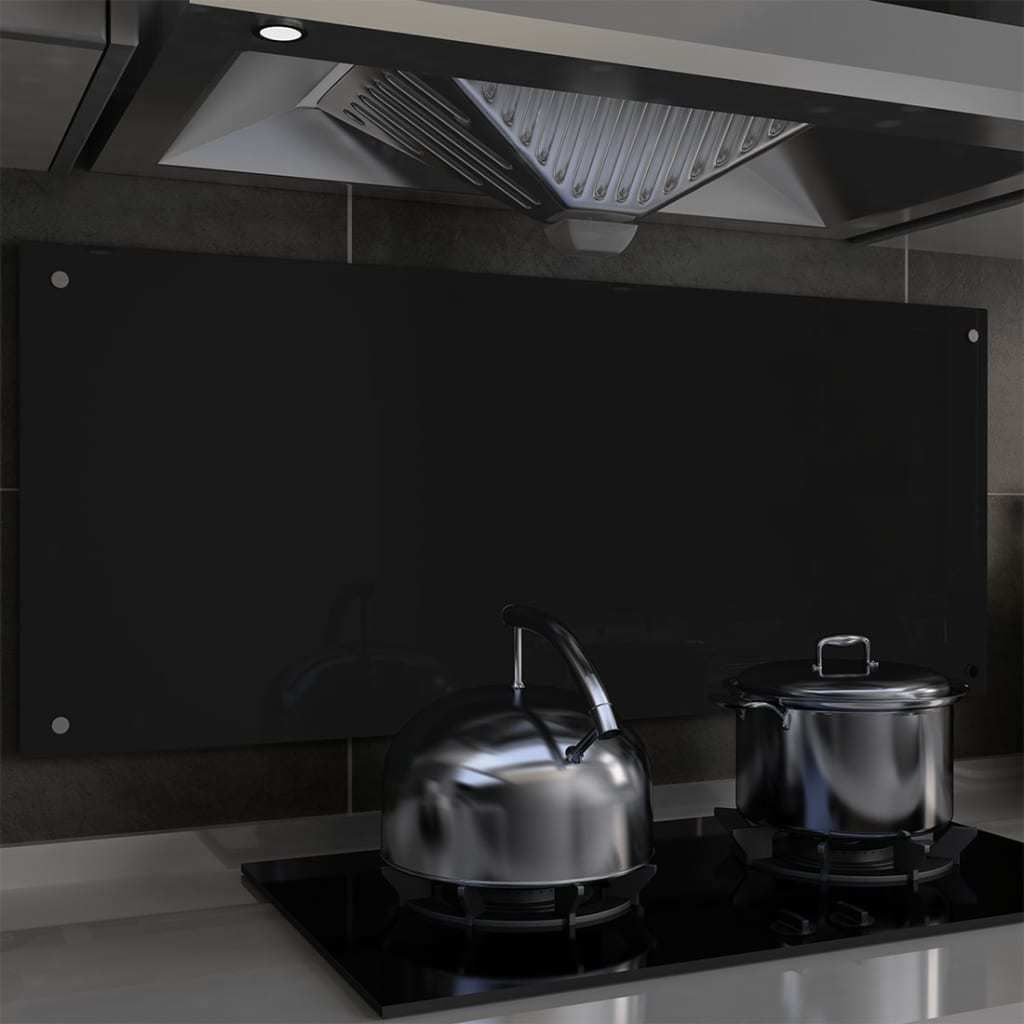 vidaXL Panel ochronny do kuchni, czarny, 120x50 cm, hartowane szkło 1