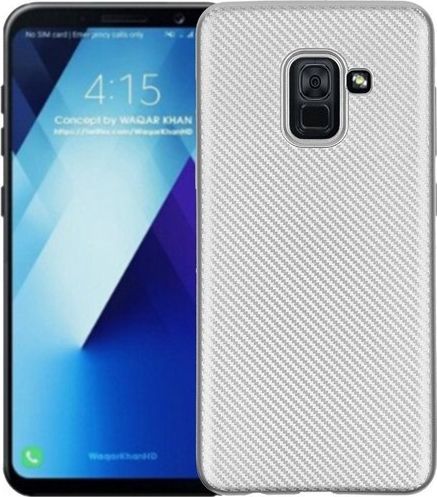 Etui Carbon Fiber Samsung A8 A530 2018 srebrny /silver 1