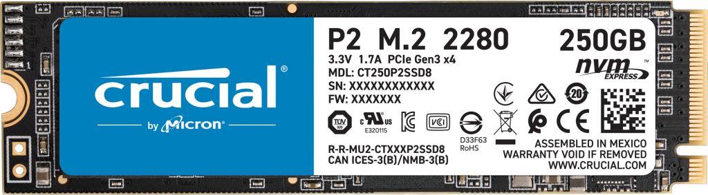 Dysk SSD Crucial P2 250 GB M.2 2280 PCI-E x4 Gen3 NVMe (CT250P2SSD8) 1