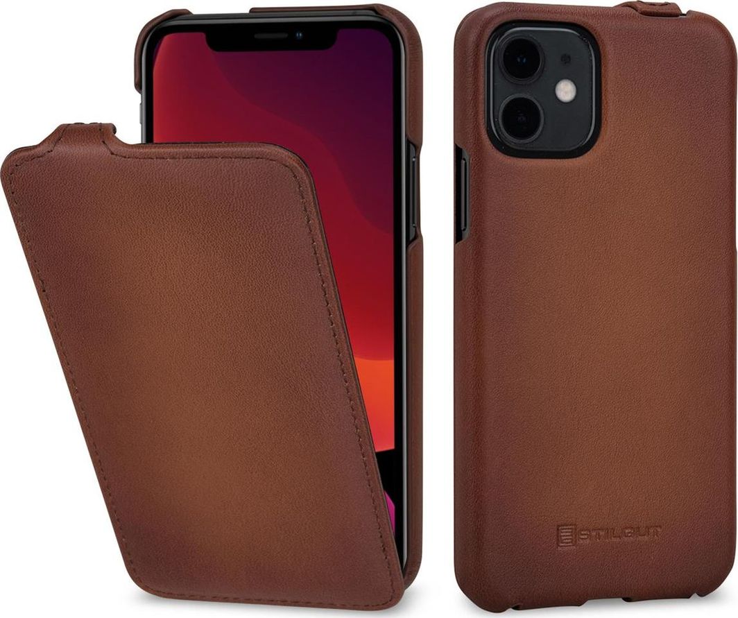 Stilgut STILGUT UltraSlim skórzane etui z klapką do iPhone 11 Antik Brown 1