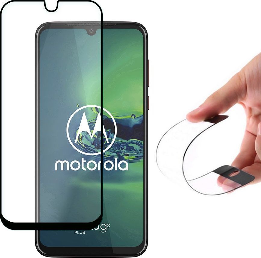 Wozinsky Wozinsky Full Cover Flexi Nano folia szklana szkło hartowane z ramką Motorola G8 Plus czarny uniwersalny 1