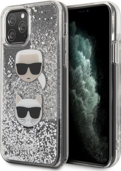 Karl Lagerfeld Karl Lagerfeld KLHCN58KCGLSL iPhone 11 Pro hardcase srebrny/silver Glitter Karl&Choupette 1