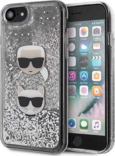 Karl Lagerfeld Karl Lagerfeld KLHCI8KCGLSL iPhone 7/8 /SE 2020 hardcase srebrny/silver Glitter Karl&Choupette 1