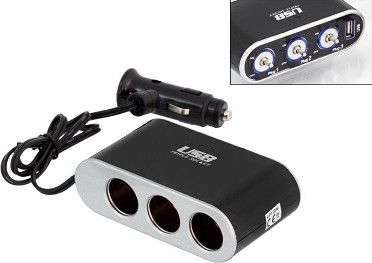 Ładowarka CGAuto PLS24C ROZDZIELACZ DO ŁADOWAREK 1 NA 3 + PORT USB uniwersalny 1