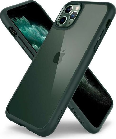 Spigen Etui Spigen Ultra Hybrid do Apple iPhone 11 Pro Midnight green + Szkło Alogy uniwersalny 1
