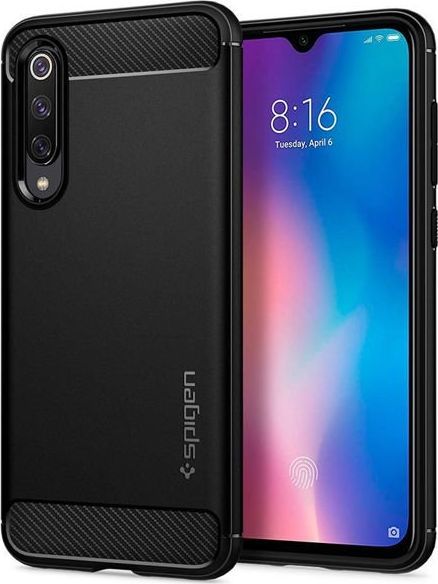 Spigen Etui Spigen Rugged Armor do Xiaomi Mi 9 SE Matte Black + Szkło Alogy uniwersalny 1