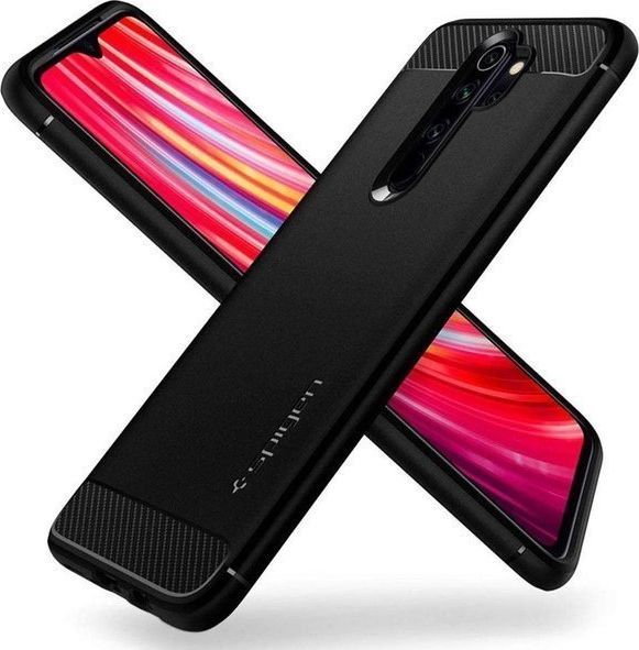 Spigen Etui Spigen Rugged Armor do Xiaomi Redmi Note 8 Pro Matte Black + Szkło Alogy uniwersalny 1