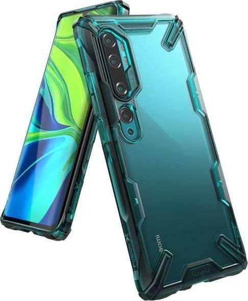 Ringke Etui Ringke Fusion X do Xiaomi Mi Note 10/ Note 10 Pro/ CC9 Pro Turquoise Green + 2x folia Ringke uniwersalny 1
