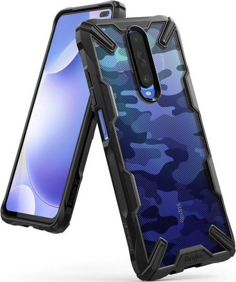 Ringke Etui Ringke Fusion X do Xiaomi Mi 10T/ Redmi K30/ Poco X2 Camo Black + 2x Folia Ringke uniwersalny 1