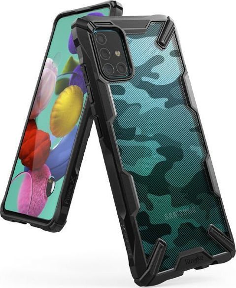Ringke Etui Ringke Fusion X do Samsung Galaxy A51 Camo Black + 2x Folia Ringke uniwersalny 1