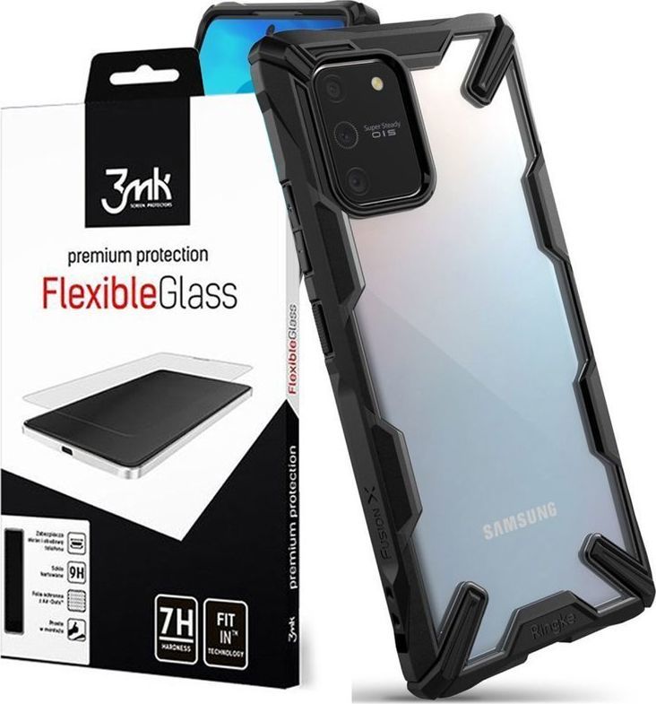 Ringke Etui Ringke Fusion X do Samsung Galaxy S10 Lite Black + Szkło 3mk uniwersalny 1