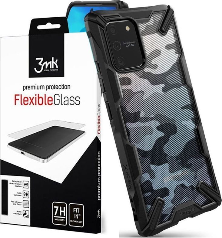 Ringke Etui Ringke Fusion X do Samsung Galaxy S10 Lite Camo Black + Szkło 3mk uniwersalny 1