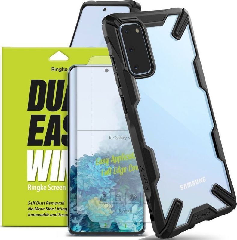 Ringke Etui Ringke Fusion X do Samsung Galaxy S20 Black + 2x Folia Ringke uniwersalny 1