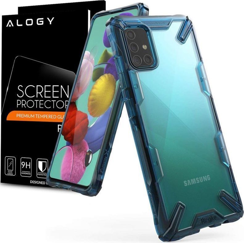 Ringke Etui Ringke Fusion X do Samsung Galaxy A51 Space Blue + Szkło Alogy uniwersalny 1