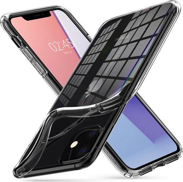 Spigen Etui Spigen Liquid Crystal do Apple iPhone 11 Crystal Clear + szkło 3mk uniwersalny 1