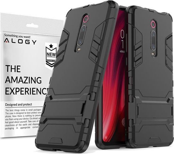 Alogy Etui Alogy Stand Armor do Xiaomi Mi 9T/ 9T Pro/ K20/ K20 Pro czarne + Szkło Alogy uniwersalny 1