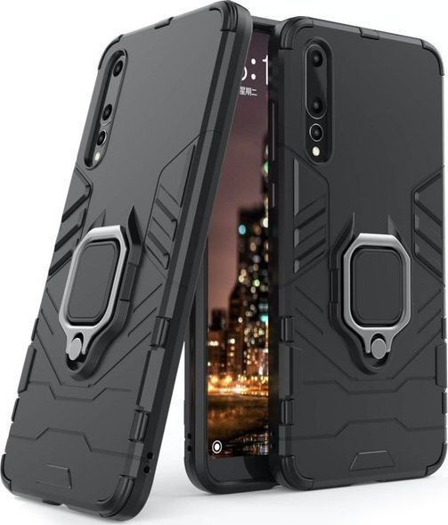 Alogy Etui Alogy Stand Ring Armor do Huawei P20 Pro czarne + Szkło Alogy uniwersalny 1