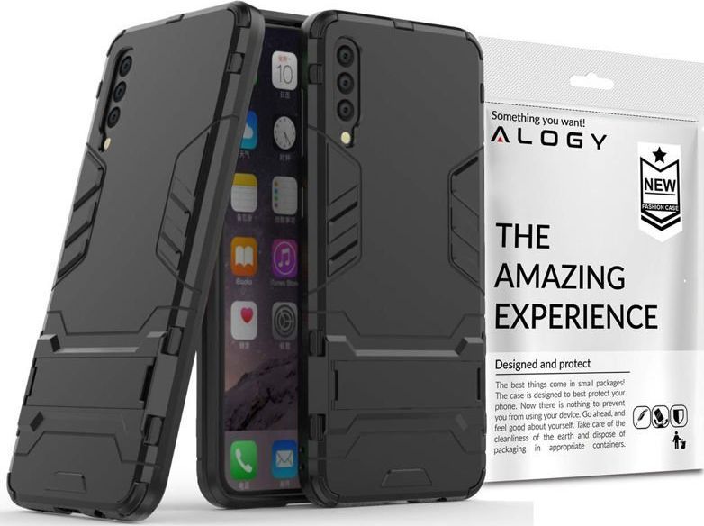 Alogy Etui Alogy Stand Armor do Samsung Galaxy A30S/A50/A50S czarne + szkło uniwersalny 1