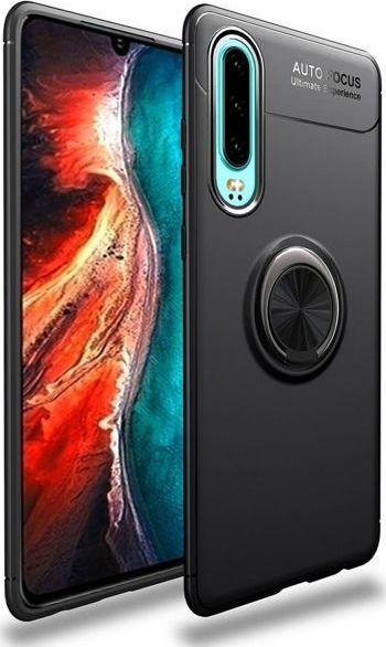 Alogy Etui Alogy Ring Holder Armor do Huawei P30 czarne + Szkło uniwersalny 1