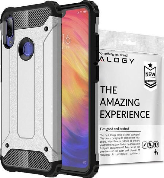 Alogy Etui Alogy Hard Armor do Xiaomi Redmi Note 7/ Note 7 Pro Srebrne + szkło uniwersalny 1
